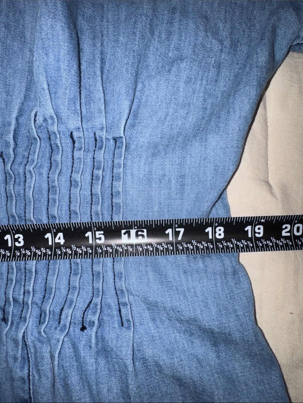 Anthropologie Pilcro Short Sleeve Pleated Denim Corset Blouse size XL. - Picture 8 of 12